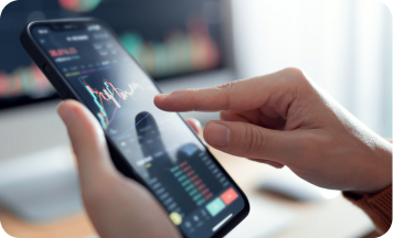 Woman using financial app