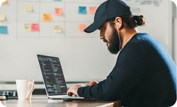 Man working in front of whiteboard