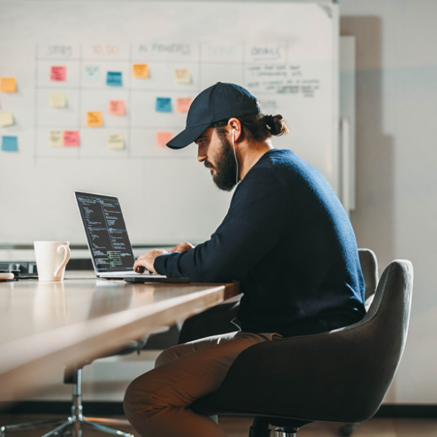 Man working on his computer